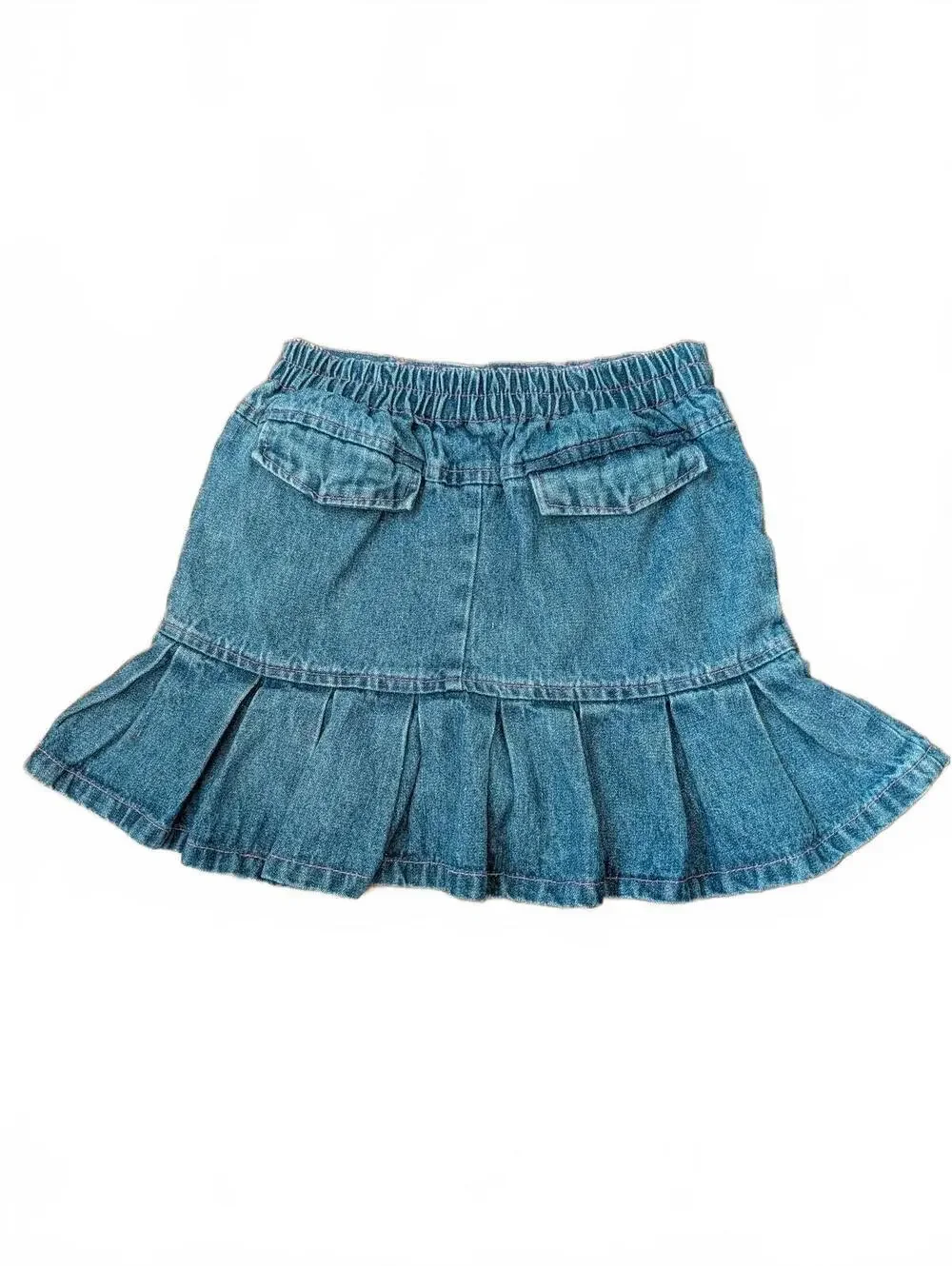 Vintage Y2K Care Bears Girl's 7/8 Denim Pleated Skirt Winter Wonderland Snow